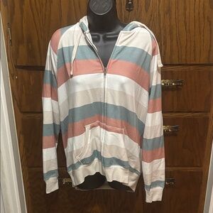 Torrid Striped Zip-Up Hoodie - Pink, Blue, Cream